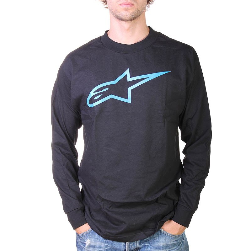 T-shirt à Manches Longues Alpinestars Winged Team - Coupe Moderne, Motif Ailé - Blanc/Bleu - Taille XL