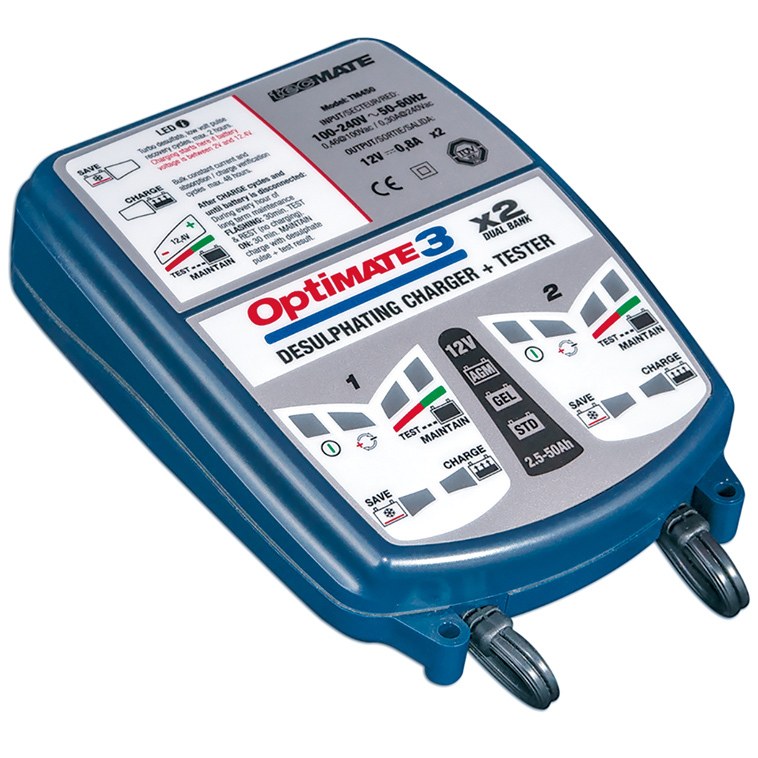 Chargeur de batterie Tecmate 3 x2 BANK 12V 0.8A - TM 450 PRO