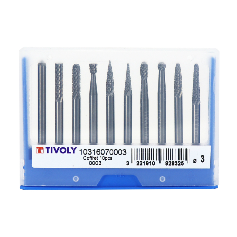 Lime carbure Tivoly MINI FRAISE DIAM 3 mm COFFRET 10 PIECES