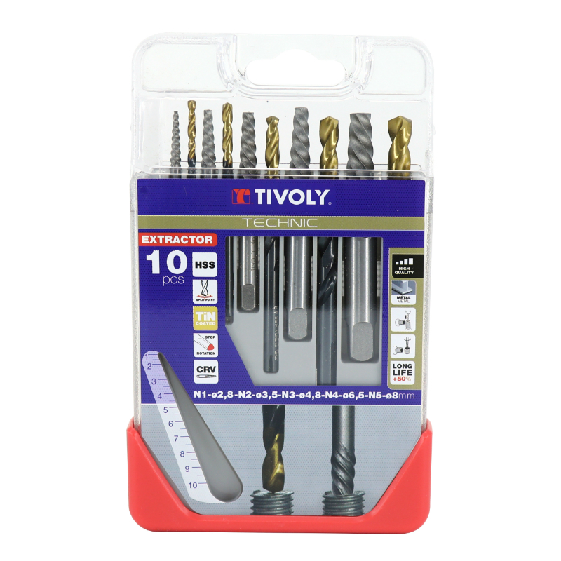 Demonte goujon Tivoly EXTRACTEUR CASSES COFFRET 10 PIECES
