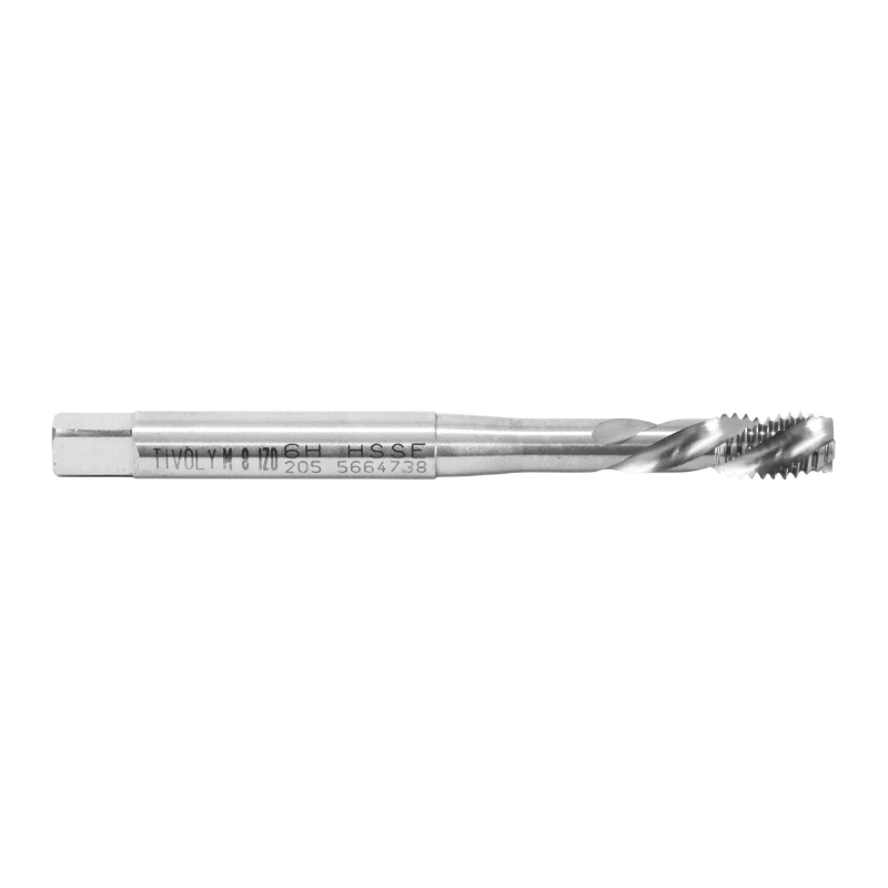 Tarauds et filières Tivoly HSS E5 M8 x 1,25 mm PAS A GAUCHE GOUJURE HELICOIDALE