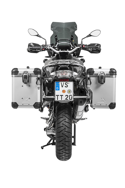 Valise Touratech ZEGA Evo X Avec déport 45/45 - Support gris inclus - Anodisé gris
