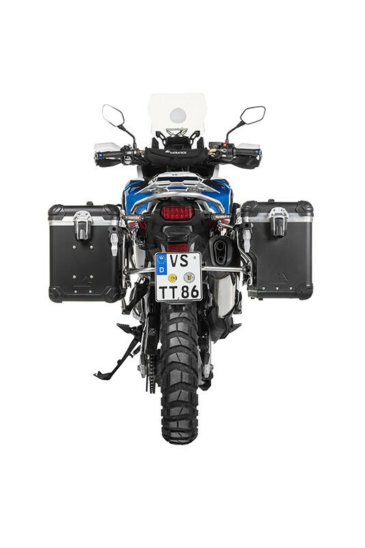 Valise Touratech ZEGA Evo X Avec déport 45/45 - Support gris inclus - Anodisé noir