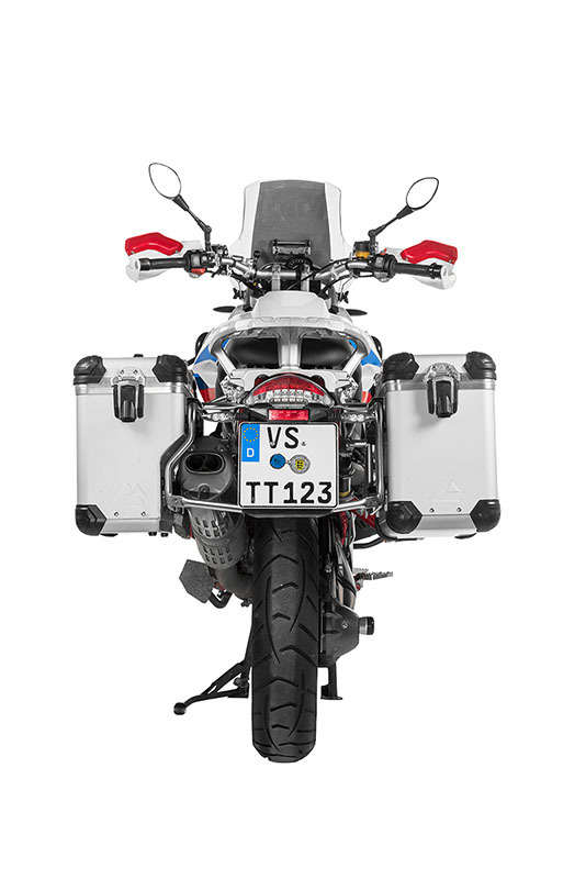 Valise Touratech ZEGA Evo X Avec déport 38/38 - Support gris inclus - Anodisé gris