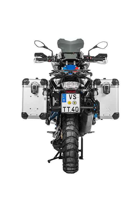 Valise Touratech ZEGA Evo X Avec déport 38/38 - Support noir inclus - Anodisé gris