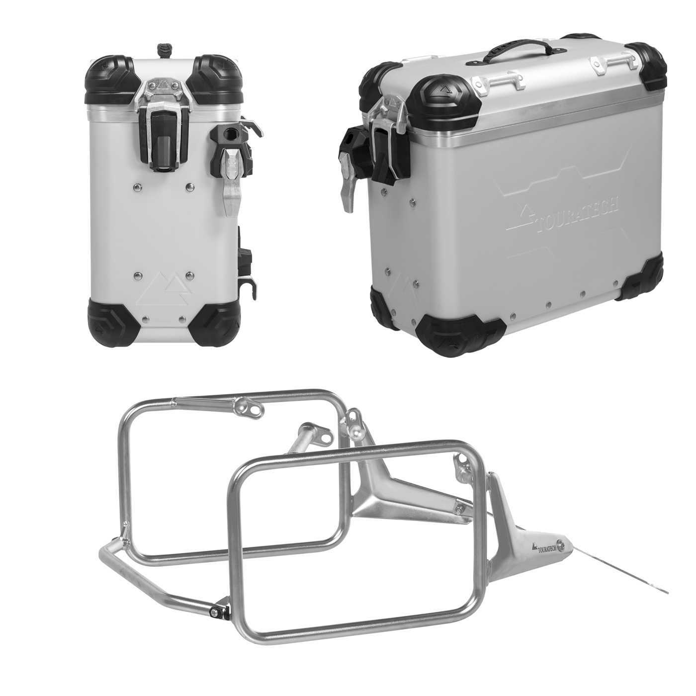Valise Touratech Kit complet ZEGA Evo 31/31 - Support gris inclus - Anodisé gris