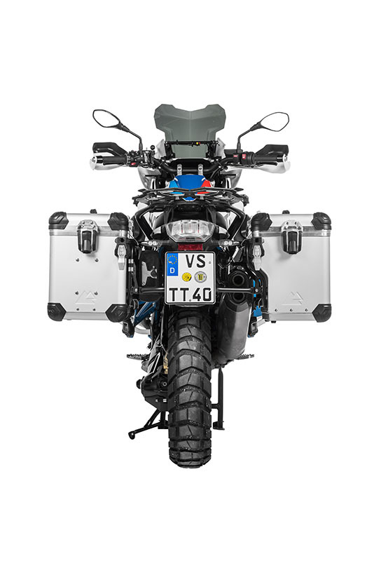 Valise Touratech ZEGA Evo X Avec déport 45/45 - Support noir inclus - Anodisé gris