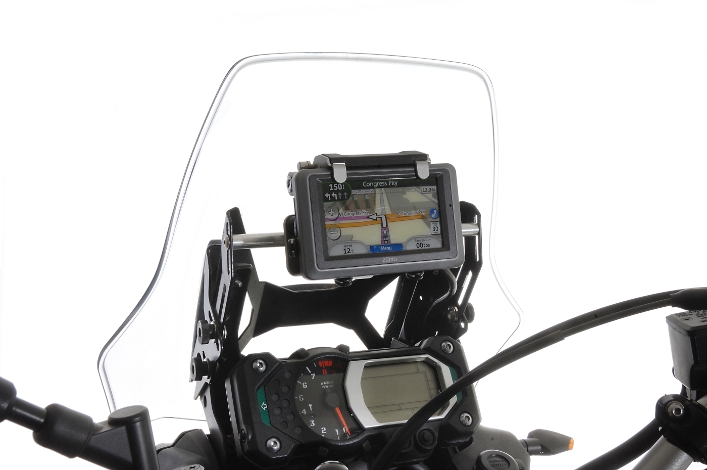 Kit de fixation Bulle Touratech Pour réglage + tige GPS