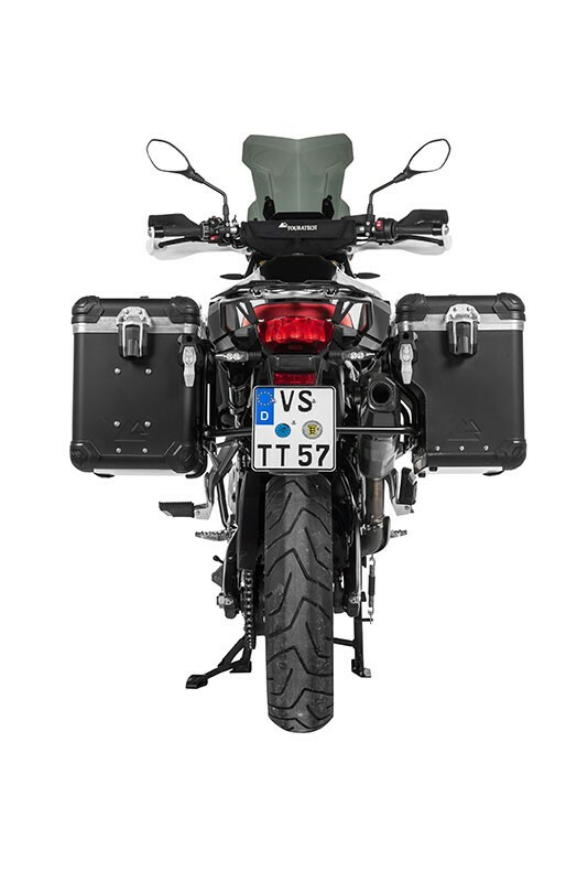Valise Touratech ZEGA Evo X Avec déport 45/45 - Support noir inclus - Anodisé noir