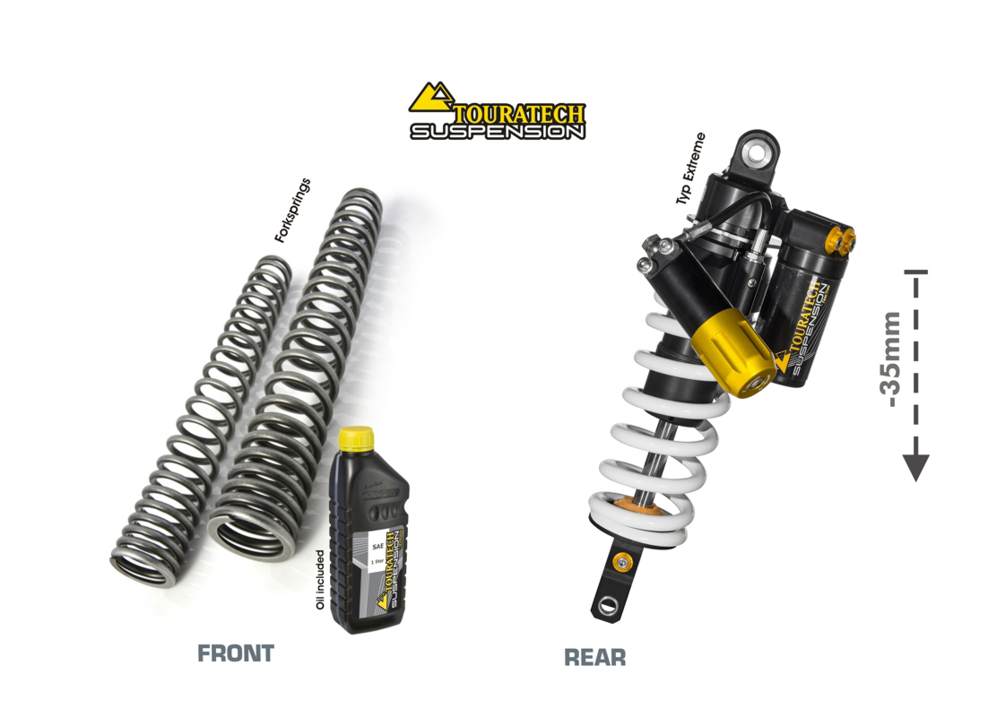 Kit suspension Touratech Avant / Arrière - WTE EXTREME (-35 mm) (ressort) - Blanc