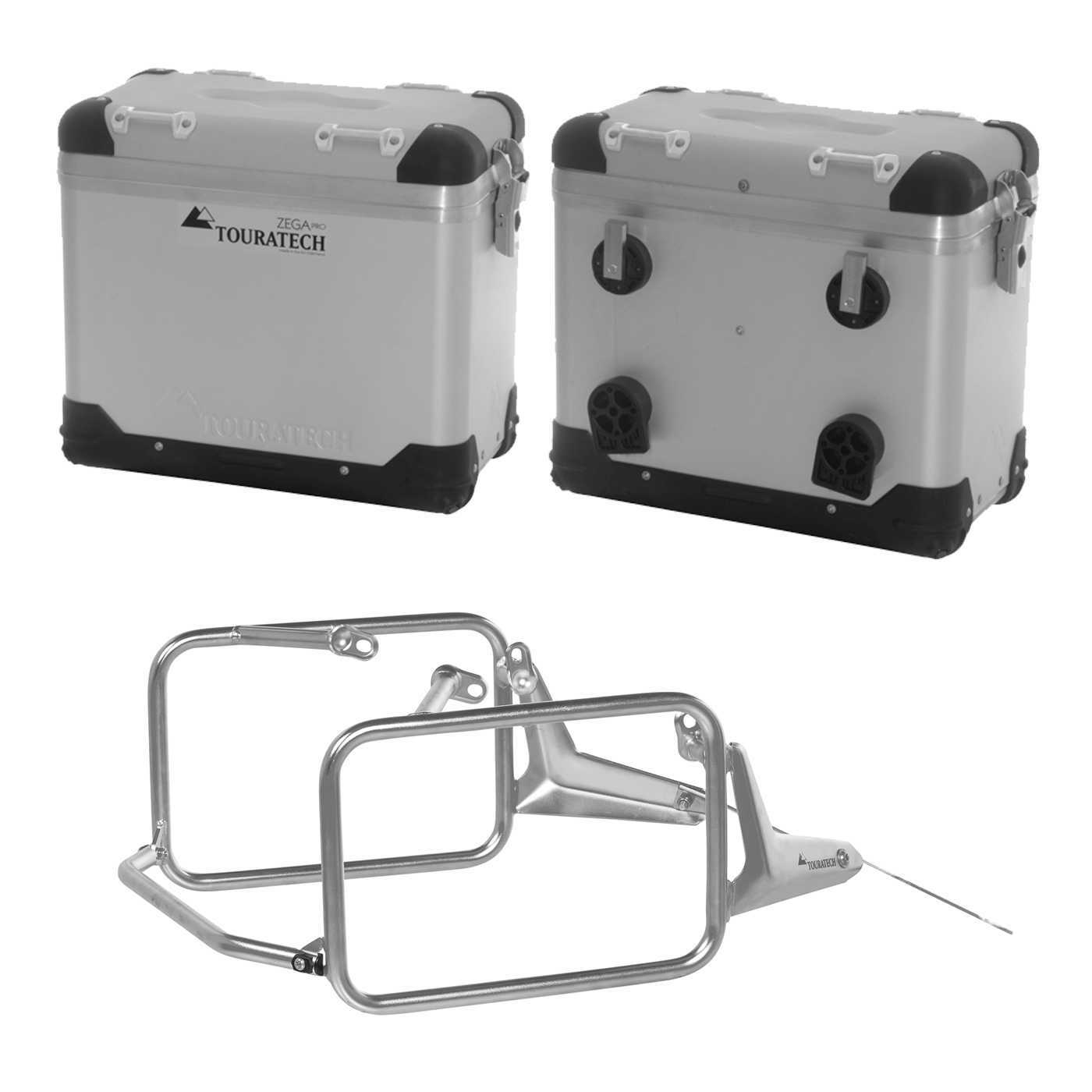 Valise Touratech Kit complet ZEGA Pro 38/38 - Support gris inclus - Anodisé gris