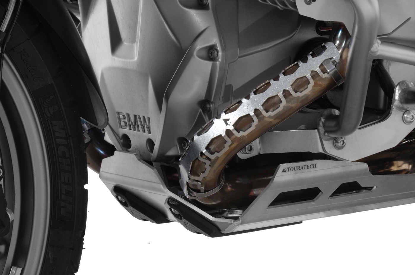 Protection échappement Touratech Pour collecteur - Argent
