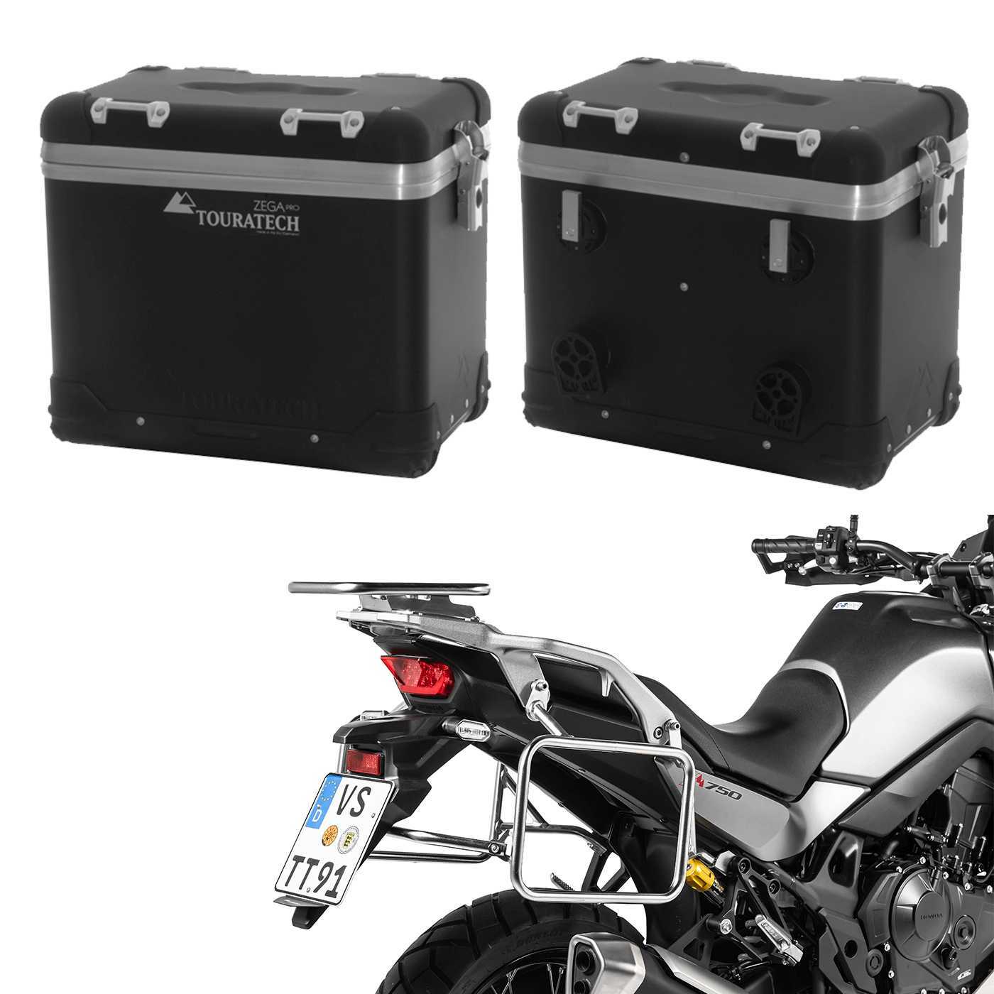 Valise Touratech ZEGA Pro 45/45 - Support gris inclus - Anodisé noir