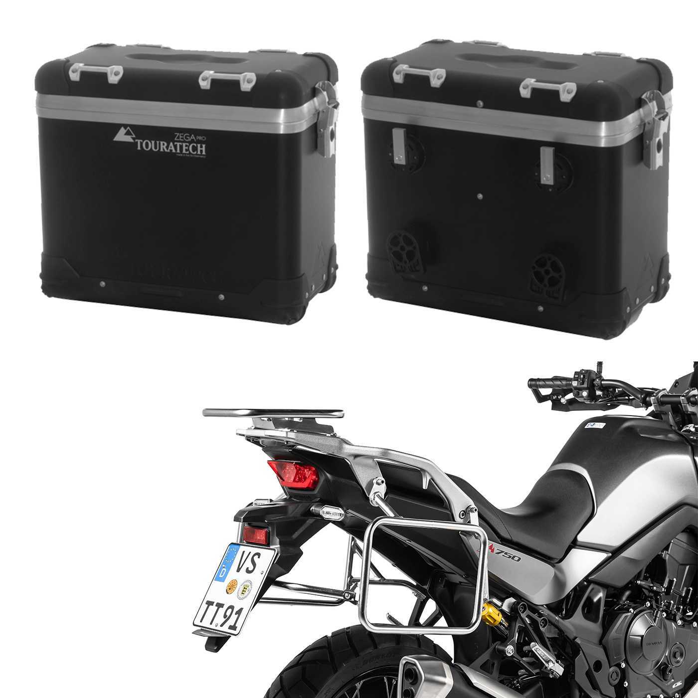 Valise Touratech ZEGA Pro 38/38 - Support gris inclus - Anodisé noir
