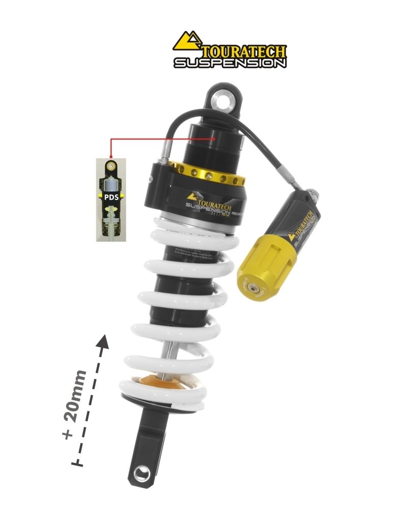 Amortisseur Touratech Level 2 / PDS (+20 mm) - Blanc