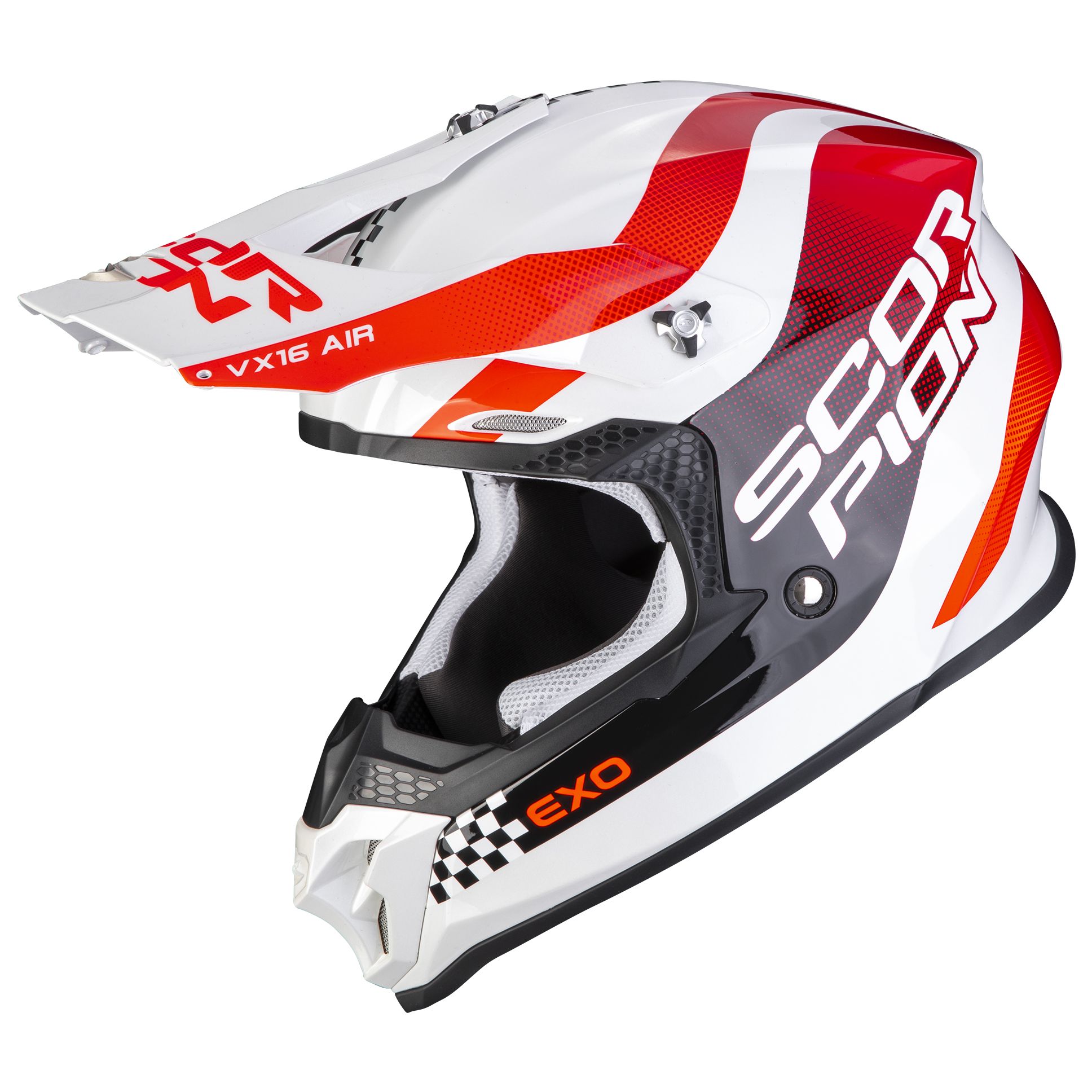 Image of Casque cross Scorpion Exo VX-16 AIR - SOUL - WHITE RED 2022