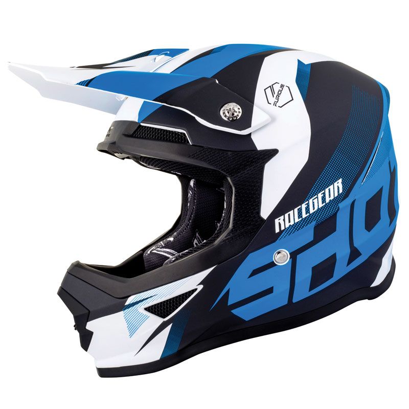 Casque Cross Moto SKUD DALLAS - Homologation ECE - Coque ABS - Taille Adulte - Blanc/Noir