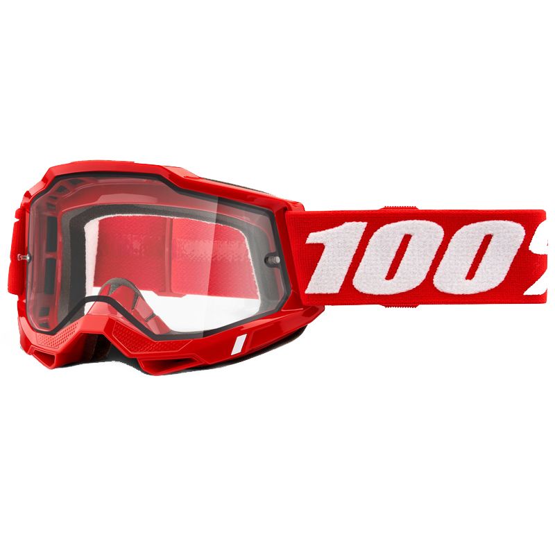Image of Masque cross 100% ACCURI 2 ENDURO - RED - DOUBLE CLEAR 2022