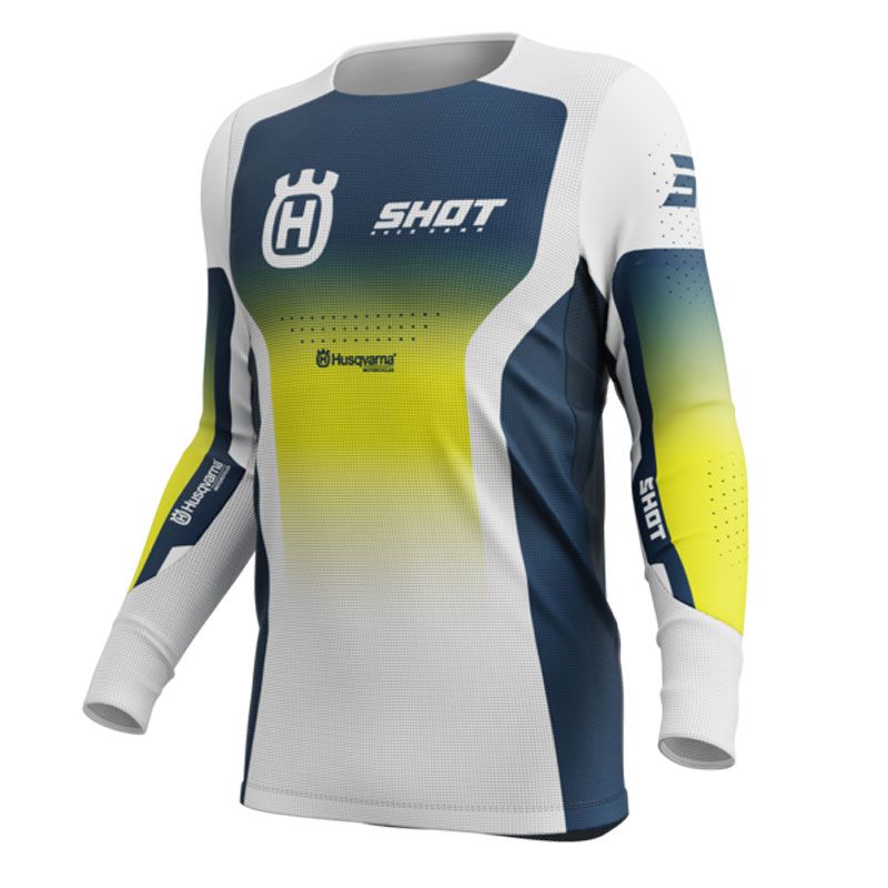 SHOT Maillot cross Shot AEROLITE - HUSQVARNA LIMITED EDITION 2025 — bleu, blanc et jaune
