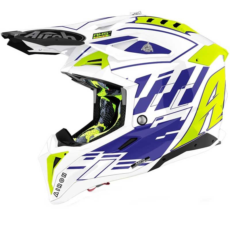 Image of Casque cross Airoh AVIATOR 3 - RAMPAGE - BLUE GLOSS 2022