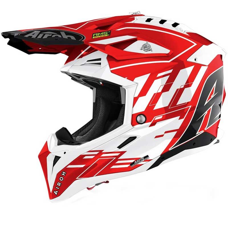 Image of Casque cross Airoh AVIATOR 3 - RAMPAGE - RED GLOSS 2022