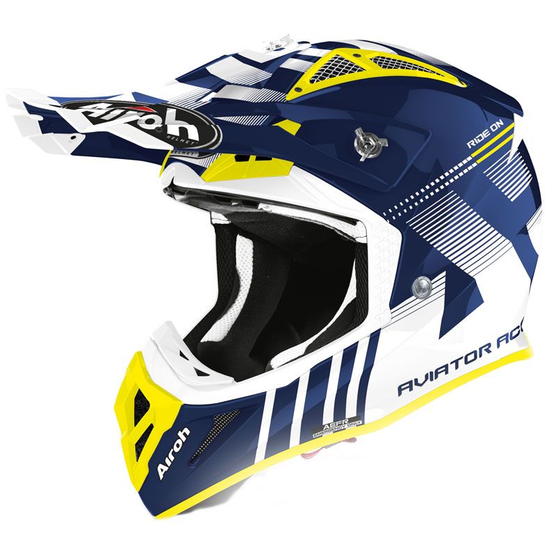 Image of Airoh Aviator ACE Nemesi Casque Motocross Jaune Bleu S