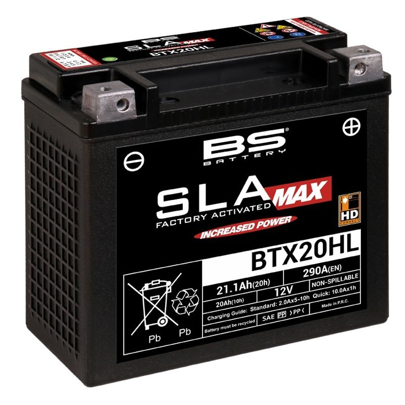 Image of Batterie BS Battery SLA MAX YTX20HL-BS/BTX20HL ferme Type Acide Sans entretien/prête à l'emploi