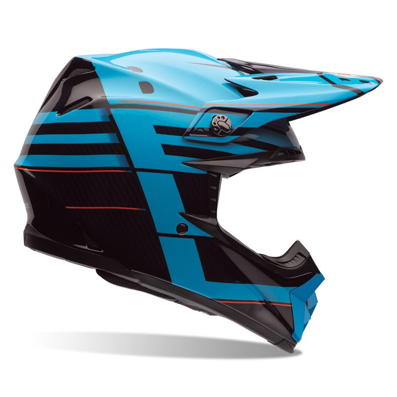 Casque Cross Bell Destockage Moto 9 Carbon Flex Blocked Bleu