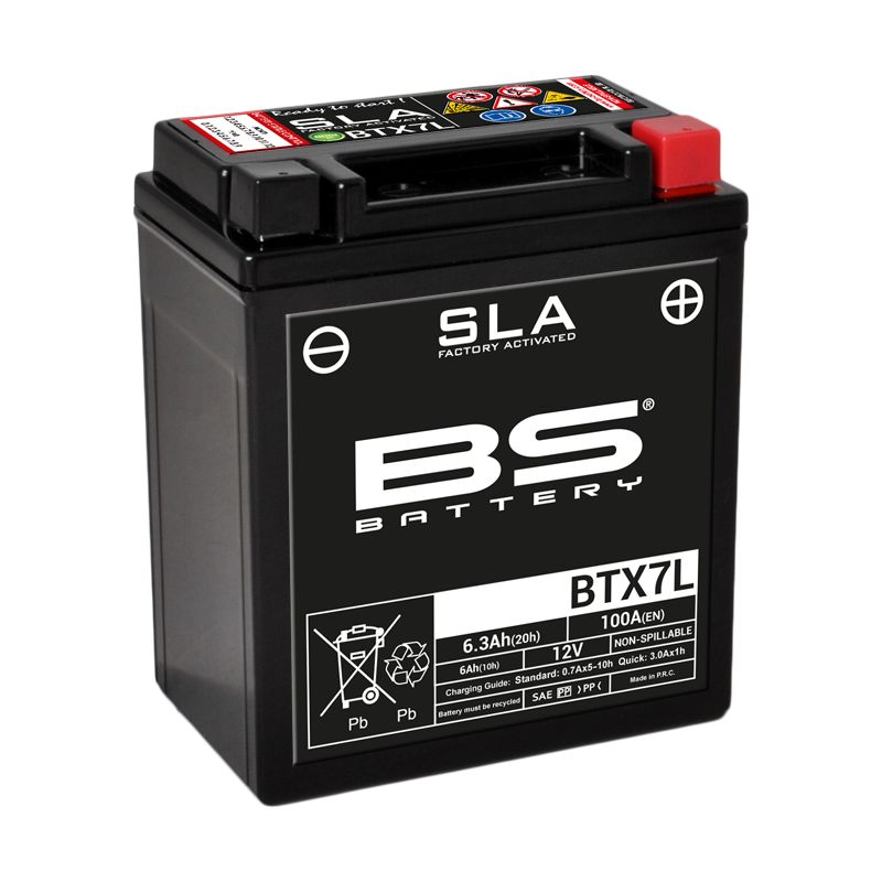 Image of Batterie BS Battery SLA YTX7L-BS/BTX7L ferme Type Acide Sans entretien/prête à l'emploi
