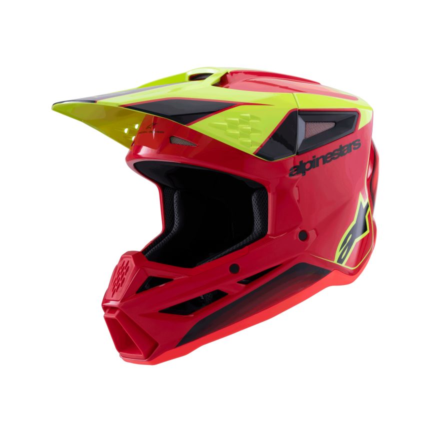 ALPINESTARS Casque cross Alpinestars S-M3 FRAY 2025 — rouge et jaune