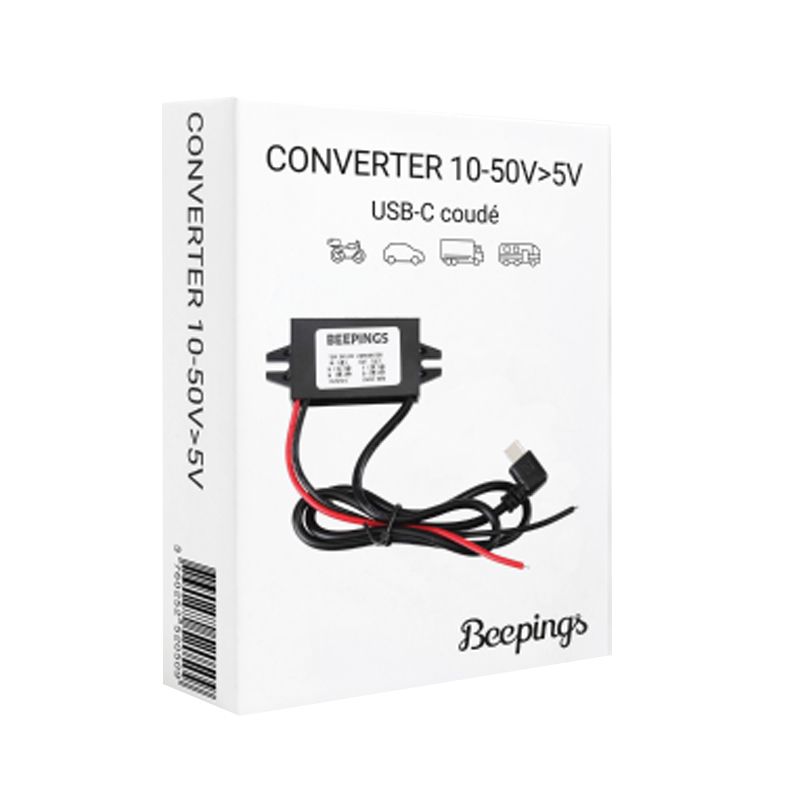 Convertisseur Beepings 10V-50V VERS USB-C 5V COUDÉ POUR BEEPINGS ZEN