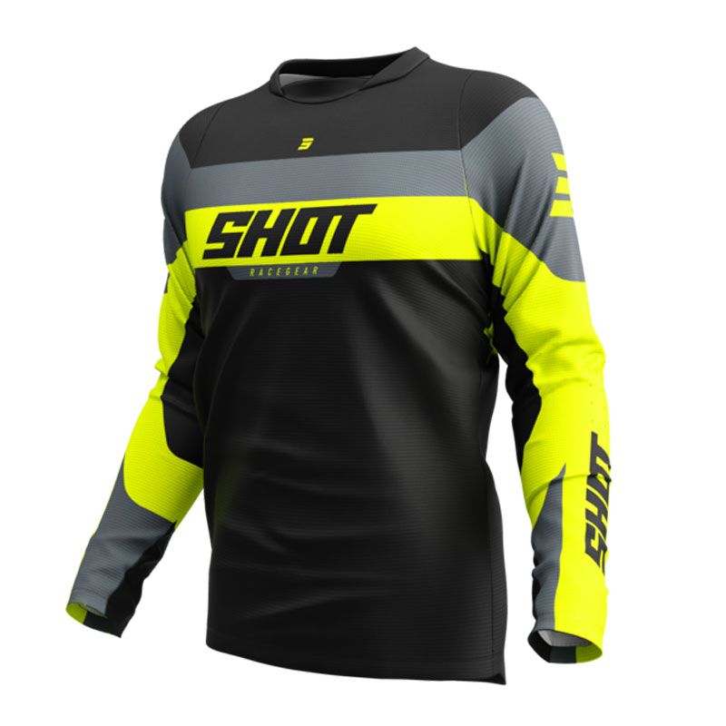 SHOT Maillot cross Shot DEVO - LEAGUE 2025 — noir, gris et jaune