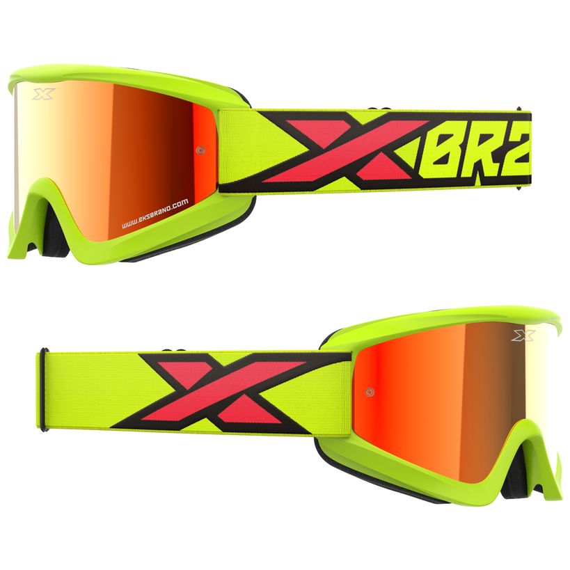 Image of Masque cross EKS GOX FLAT OUT MIRROR FLO YELLOW/BLACK/FIRE - RED MIRROR 2023