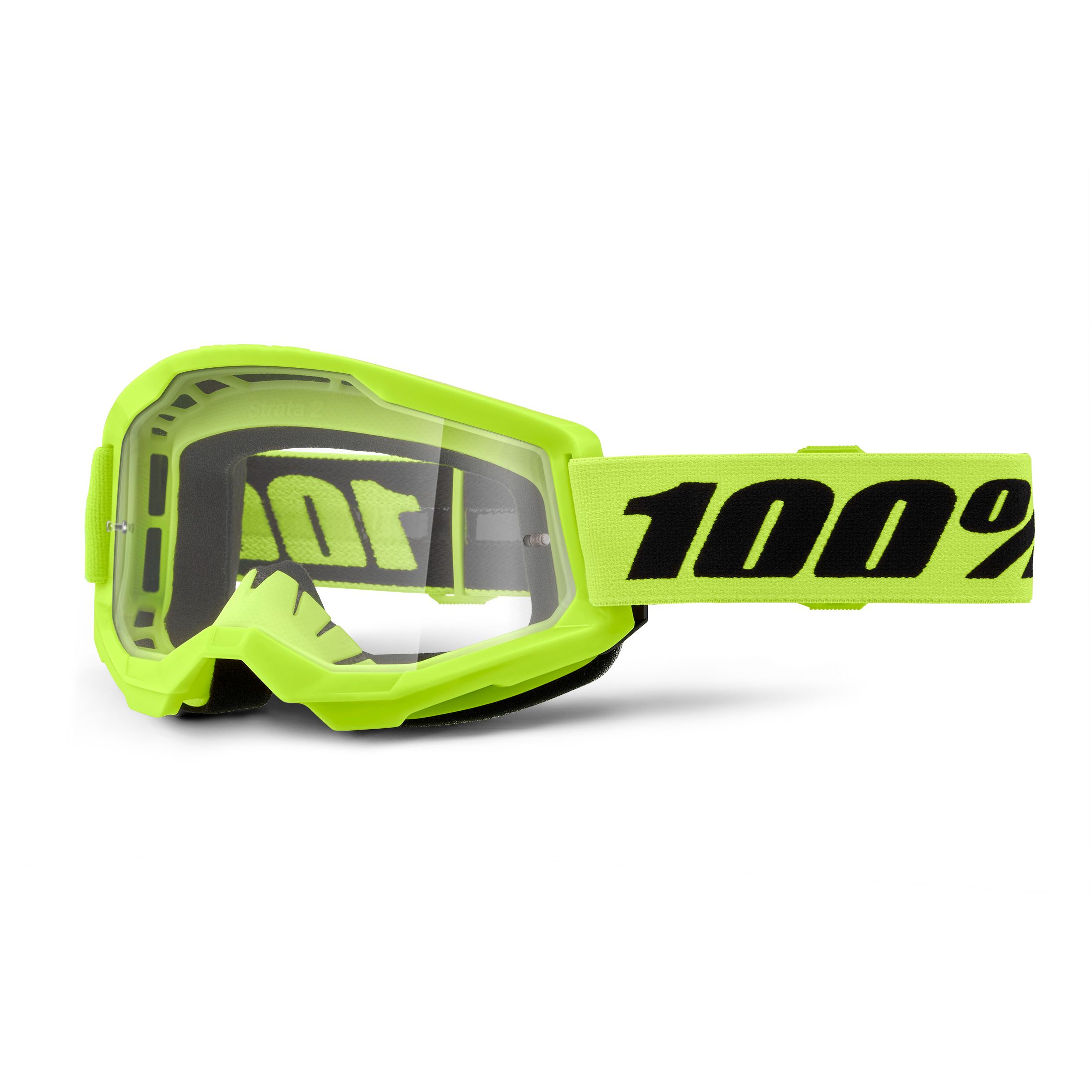 Masque cross 100% STRATA 2 Jaune Fluo - Clair 2024