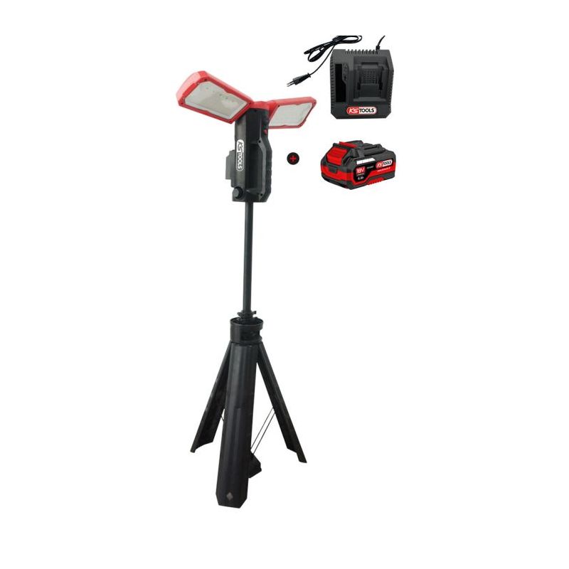 Lampe KS Tools Projecteur portable sur trépied 10 000 Lumens avec batterie 18V 4Ah et chargeur rapide