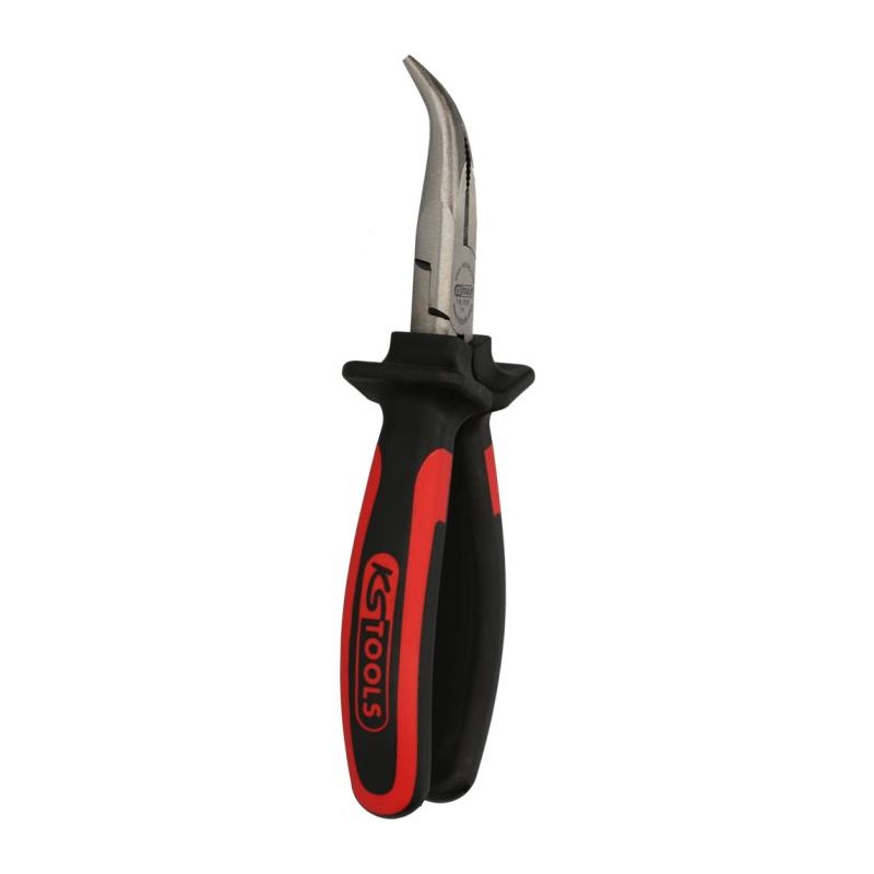 Pince à bec KS Tools demi-rond coudé à poignée bi-composants, L. 210 mm