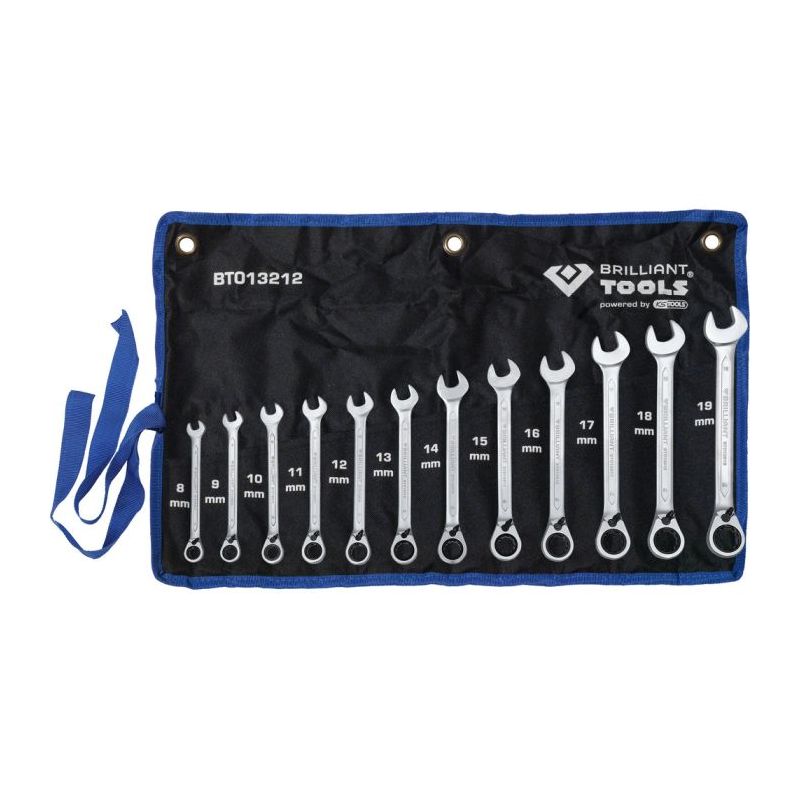 Clé mixte Brilliant Tools à cliquet réversible, 12 pcs, 8 - 19mm