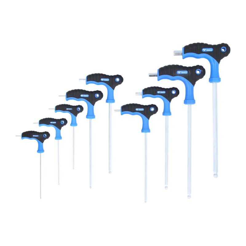 Clé mixte Brilliant Tools mâles 6 pans tête sphérique à poignée en T, 9 pcs