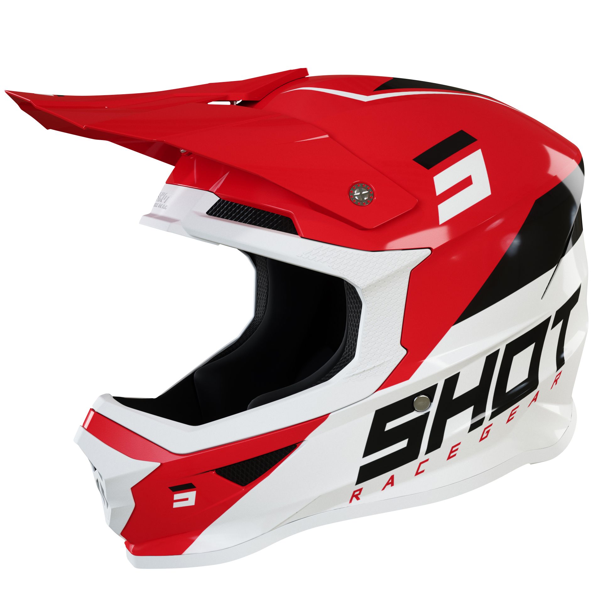 Image of Casque cross Shot FURIOUS CHASE - RED WHITE GLOSSY 2022