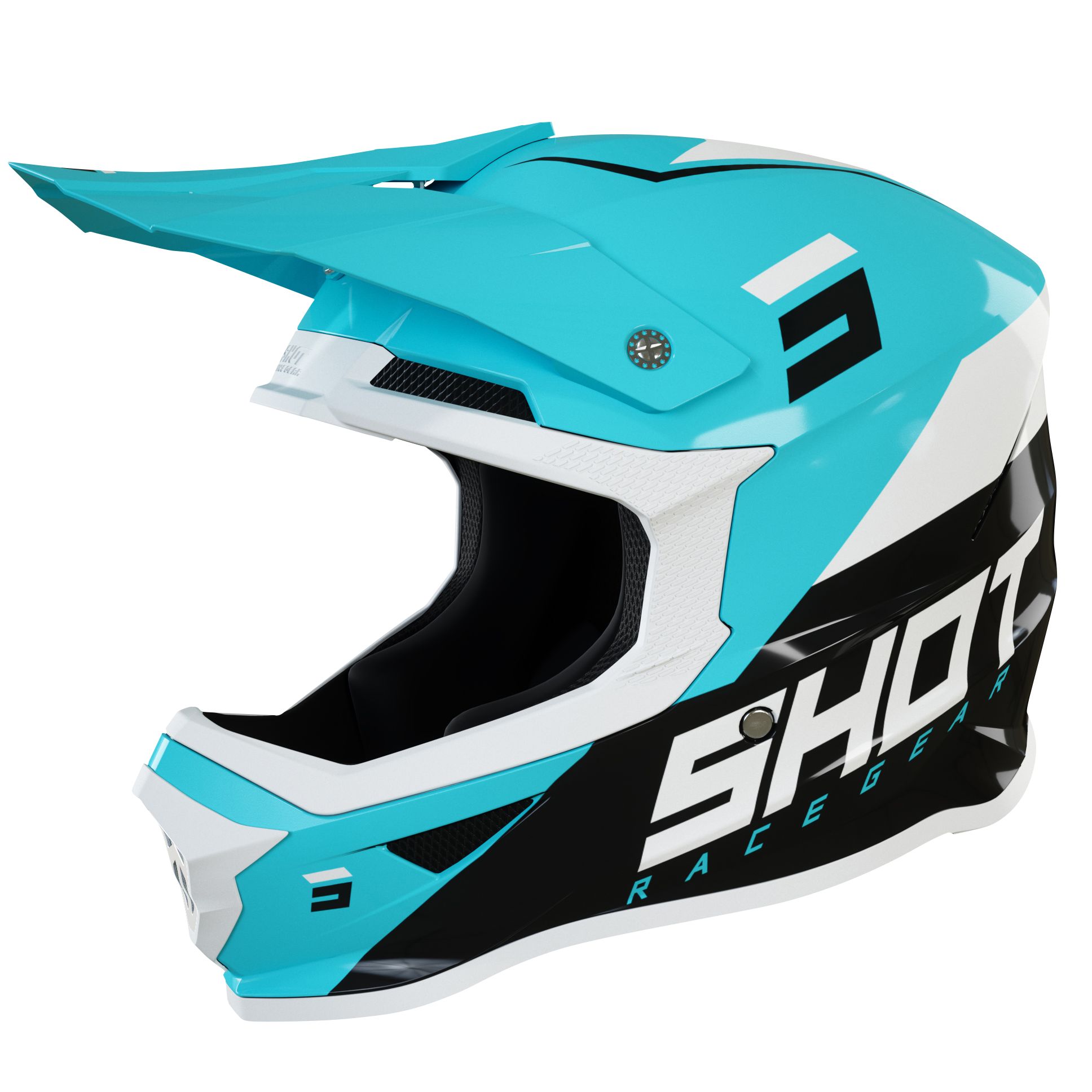 Image of Casque cross Shot FURIOUS CHASE - BLACK TURQUOISE GLOSSY 2022