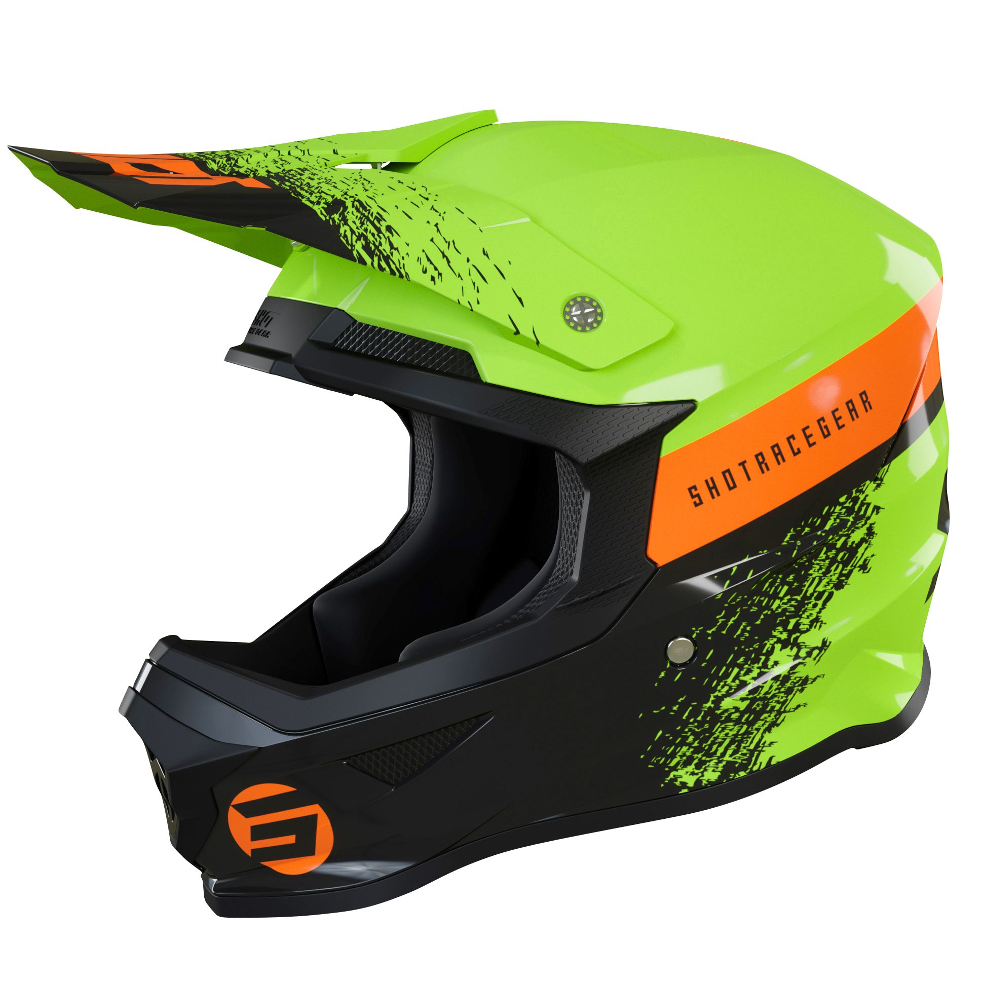 Image of Casque cross Shot FURIOUS KID ROLL - GREEN GLOSSY