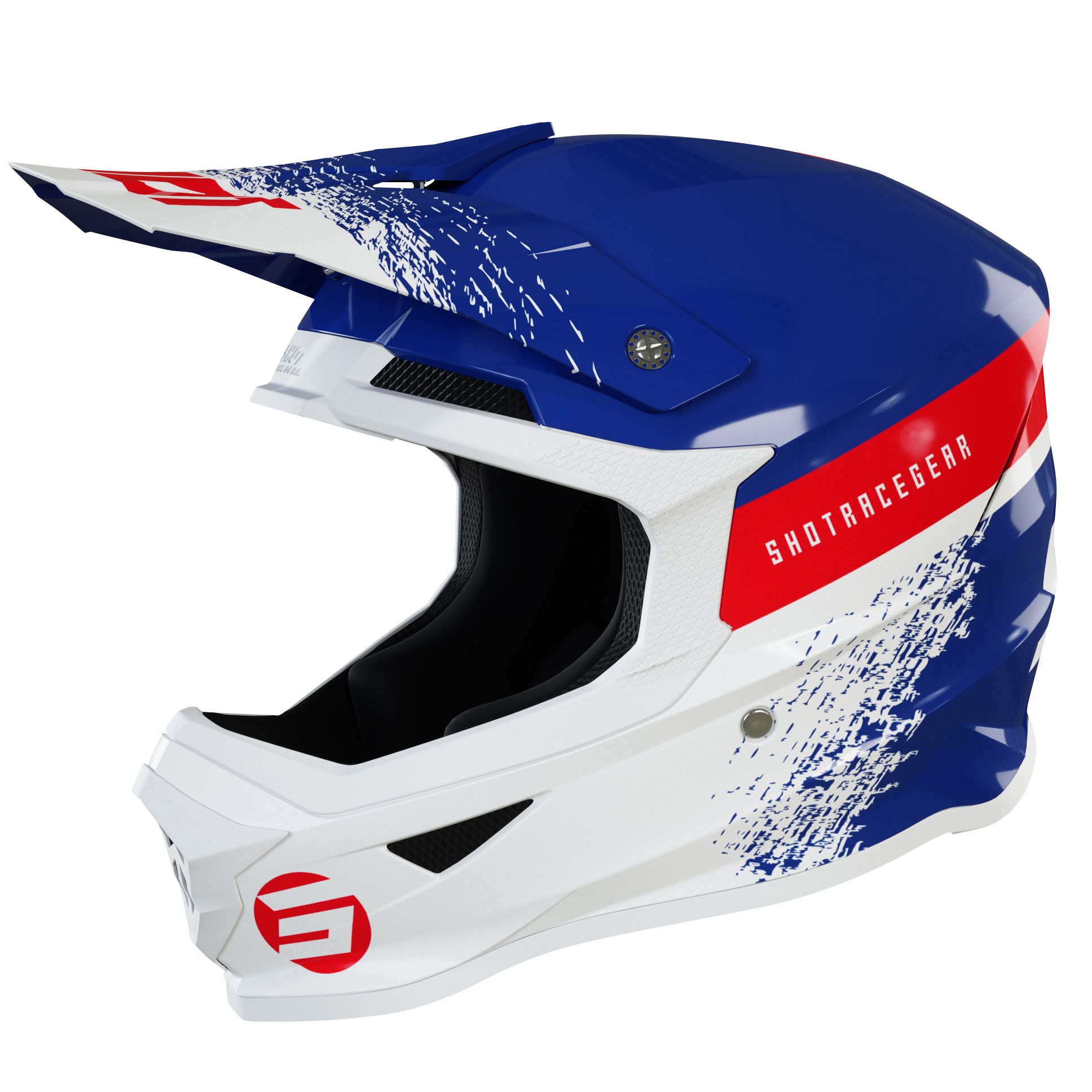 Image of Casque cross Shot FURIOUS KID ROLL - NAVY WHITE RED GLOSSY