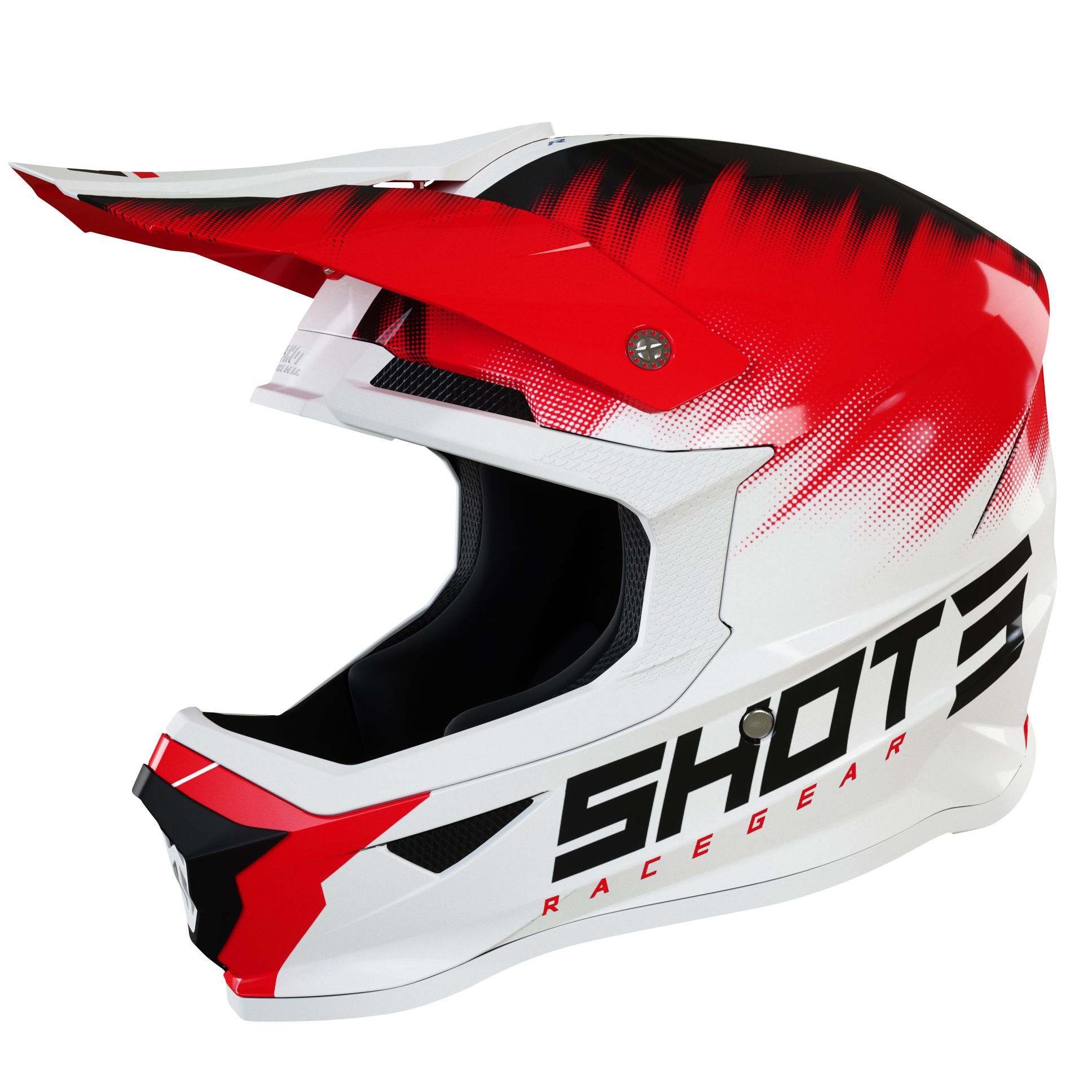 Image of Casque cross Shot FURIOUS KID VERSUS - WHITE RED GLOSSY