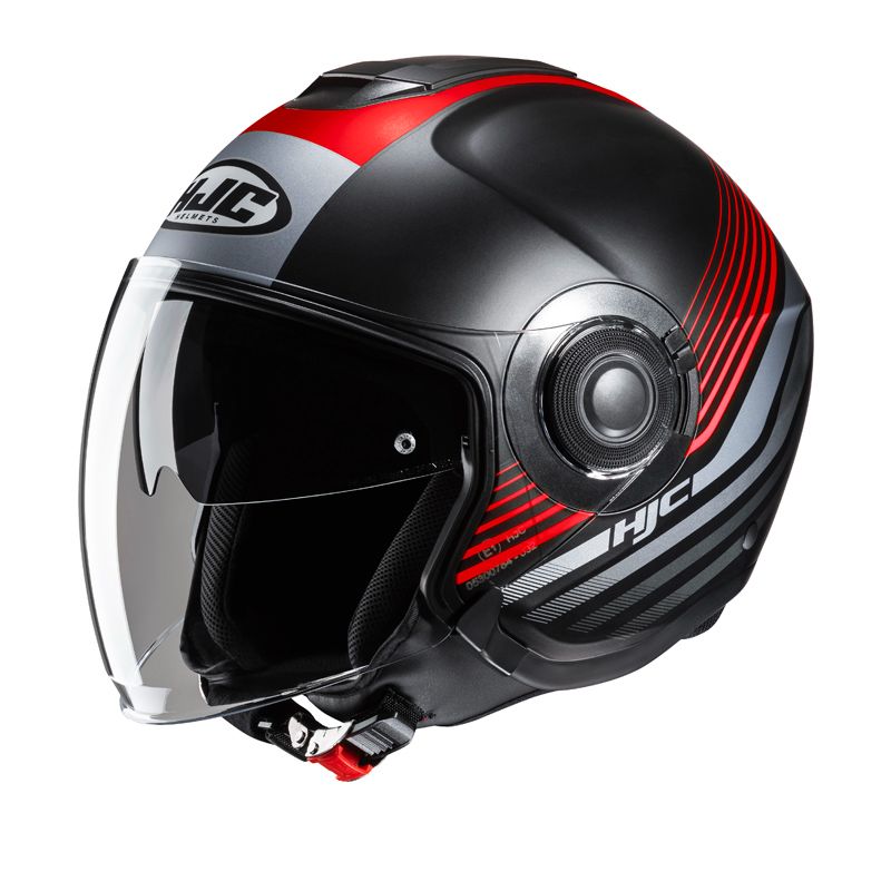 HJC Casque jet HJC I40N - DOVA — noir, rouge et argent