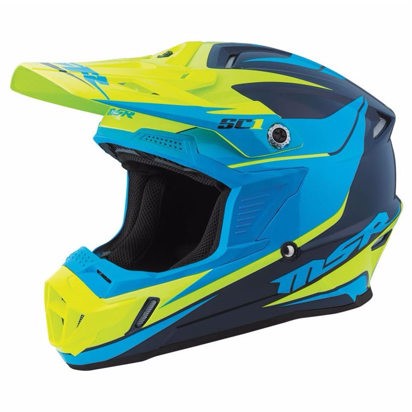 Casque Cross Msr Sc1 Phoenix - Navy/cyan/yellow -