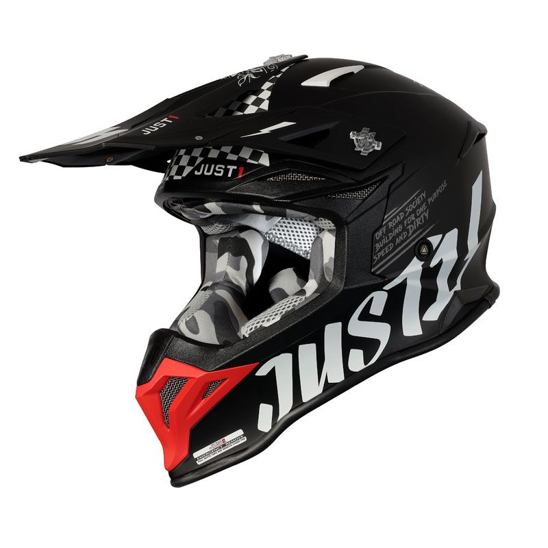 Image of Casque cross JUST1 J39 ROCK BLACK/WHITE/RED 2022
