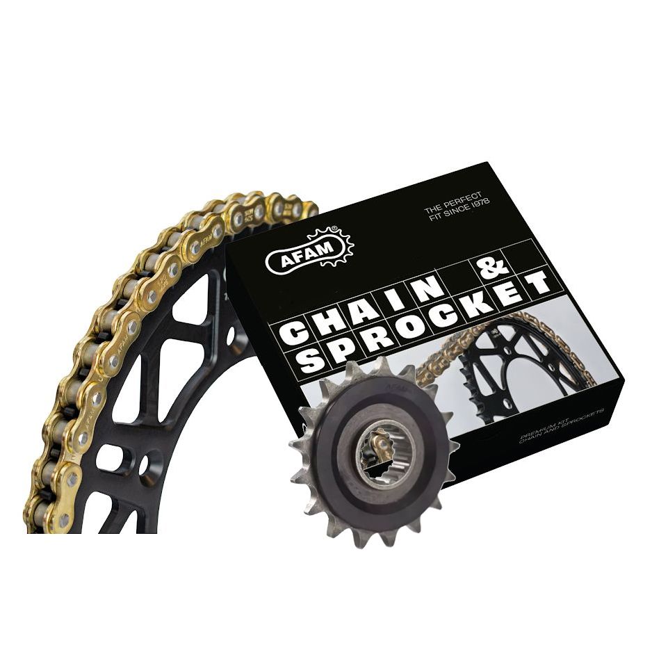 Kit chaine AFAM 525 Type Acier Premium avec pignon silencieux