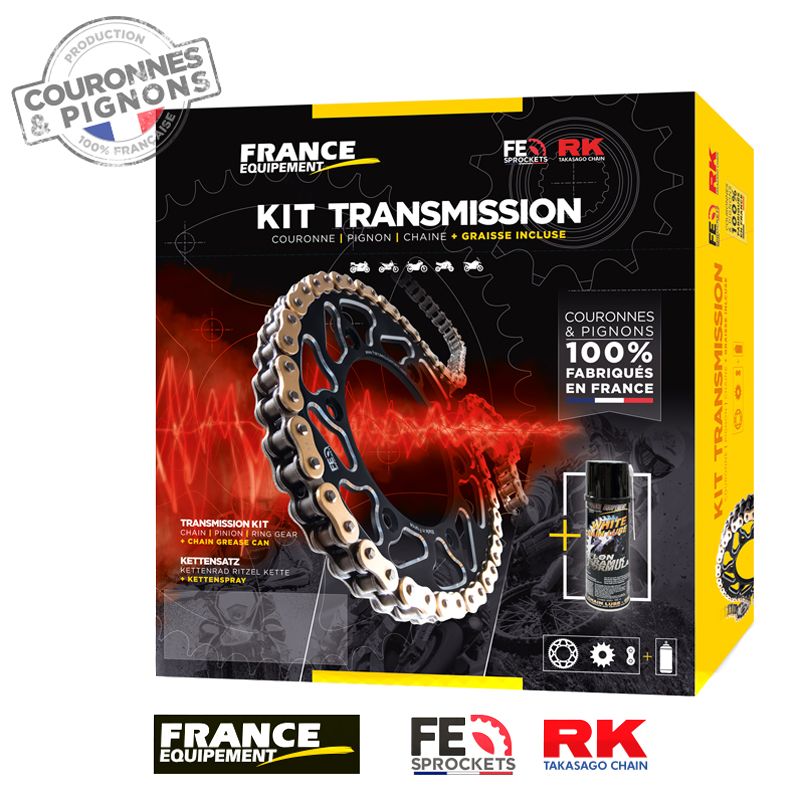 Image of Kit chaine France équipement Origine super renforcée acier + graisse chaine