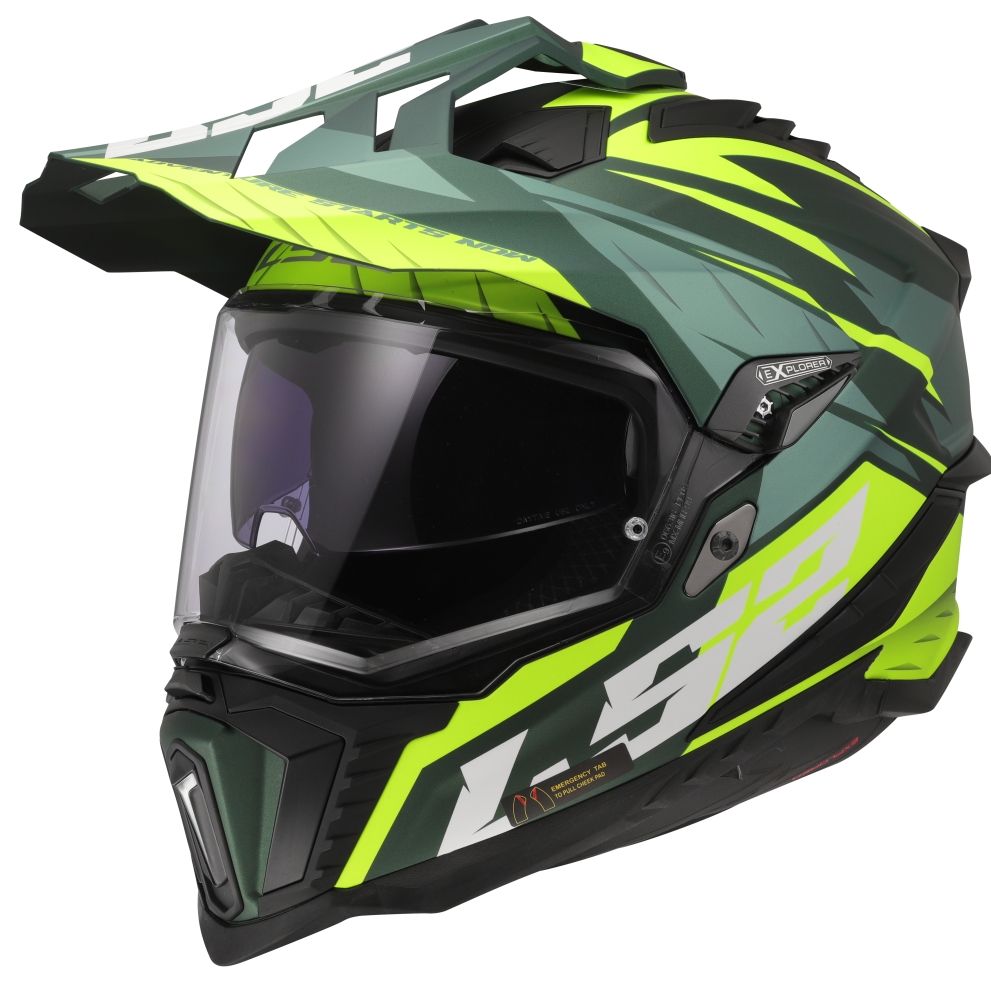 LS2 Casque intégral LS2 MX701 EXPLORER SPIRE — vert et jaune