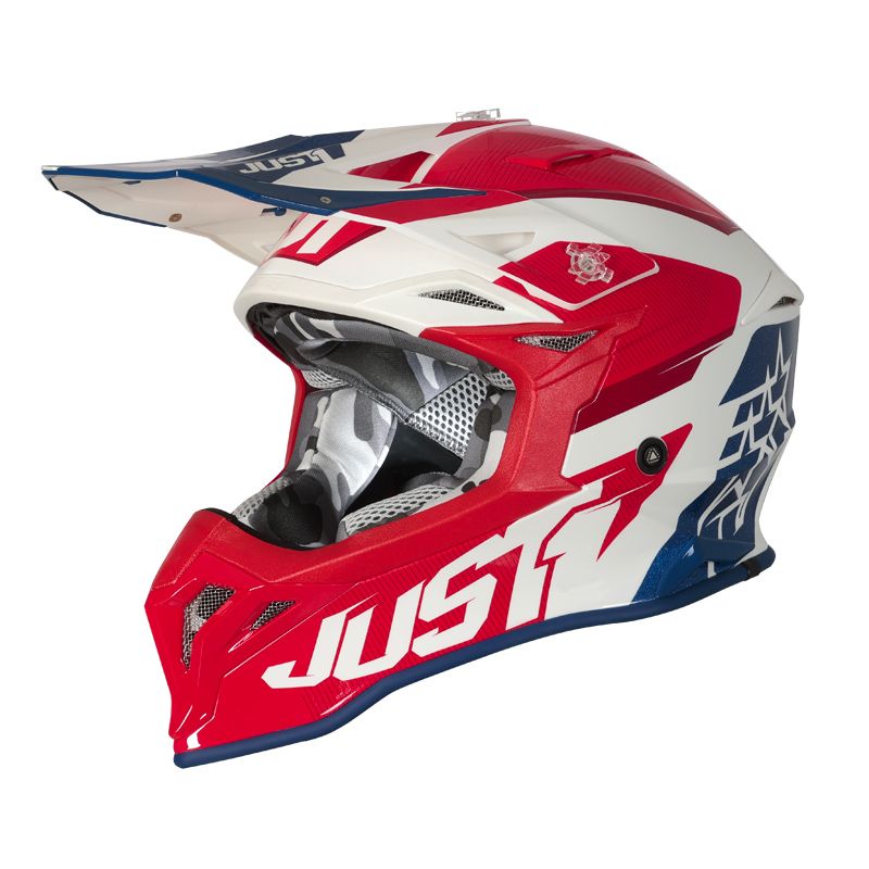 Image of Casque cross JUST1 J39 - STARS - RED BLUE WHITE 2022
